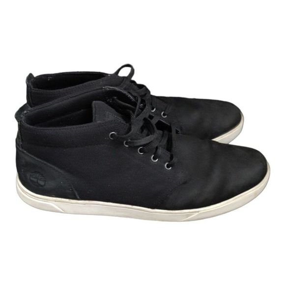 Timberland chukka boots sneakers Men\'s Size 12 Black canvas leather Groveton main image 4